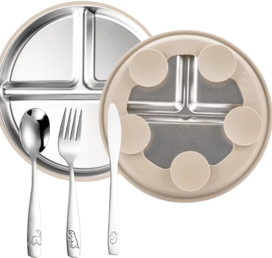 Assiette à Dîner Pour Enfants En Acier Inoxydable 304 Assiette A Nourriture Pour La Maison 86196425