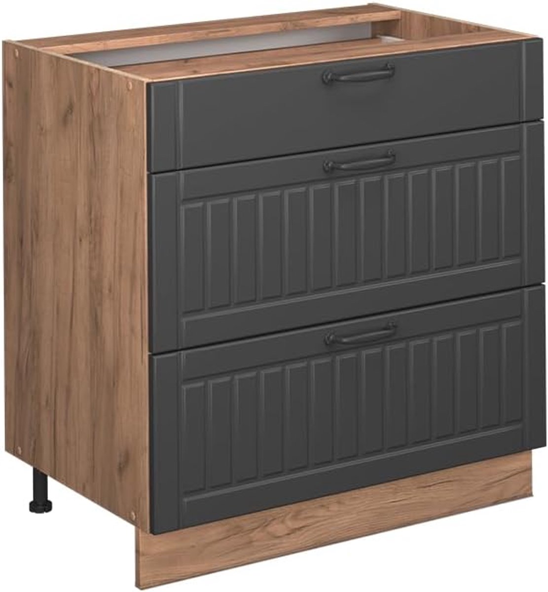 Onderkast Keuken Donkergrijs 80 cm met 3 Laden