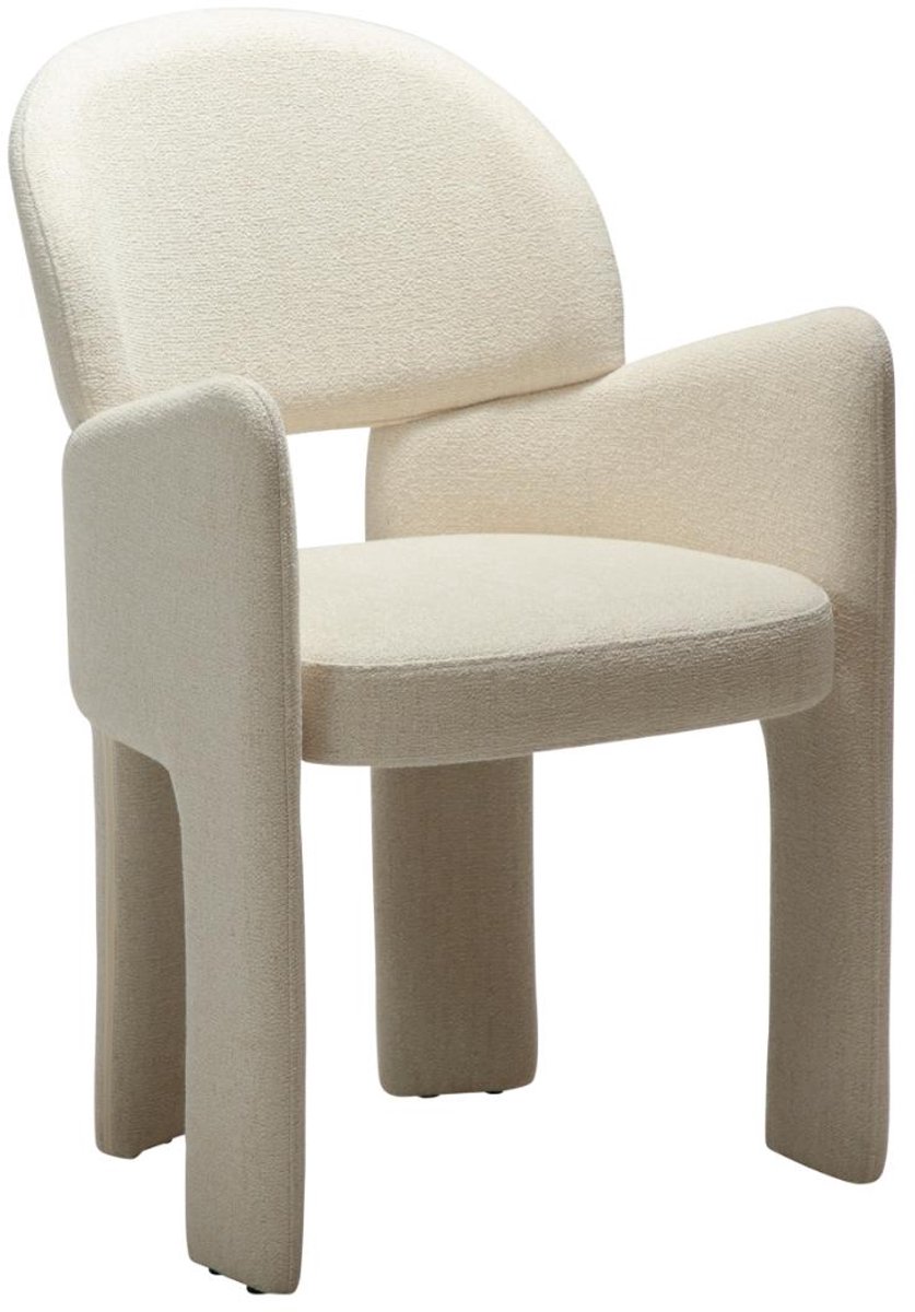 Aole Dan-Form eetkamerstoel met armleuningen bouclé beige.