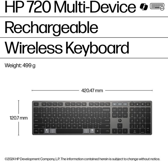 HP 720 Rechargeable Wireless Keyboard - Bluetooth - QWERTY - Bol
