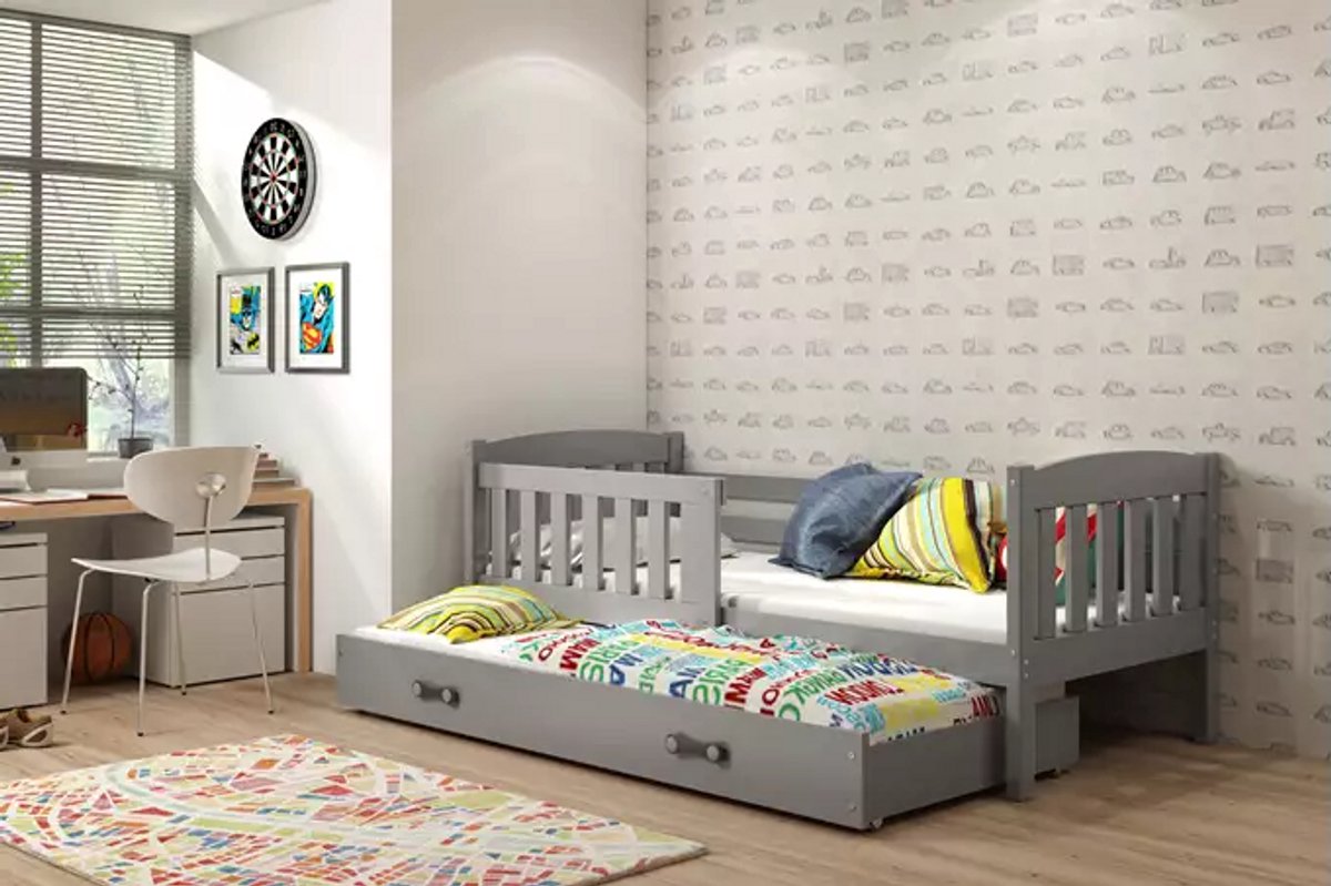 BMS - Kinderbed - 80x160 - Graphiet - Met Uittreklaar Lade