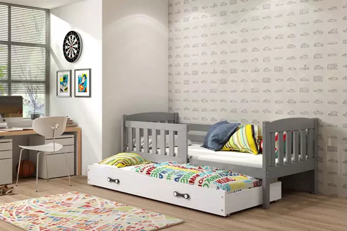 BMS - Uitbreidbaar Kinderbed KUBUŚ - 80x160 cm - Grafiet/Wit