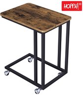 Hoppa! - Mobiele bijzettafel - Bruin - Metaal/Hout - Vintage - 50 x 35 x 60 cm (B x D x H)