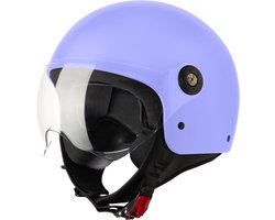 VINZ Duoro Jethelm met Vizier | Scooterhelm & Motorhelm & Brommerhelm & Snorfietshelm | ECE 22.06 goedgekeurd | Lichtgewicht 1100 gram | Inclusief Opbergzak | Lavender - M