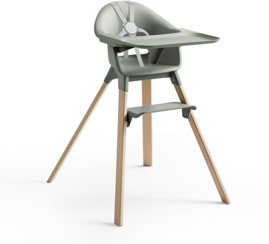 Stokke Clikk Kinderstoel, Glacier Green - Alles-in-één kinderstoel met dienblad + harnas - Licht, duurzaam, fijn voor onderweg - Geschikt voor 6-36 maanden of maximaal 15 kg