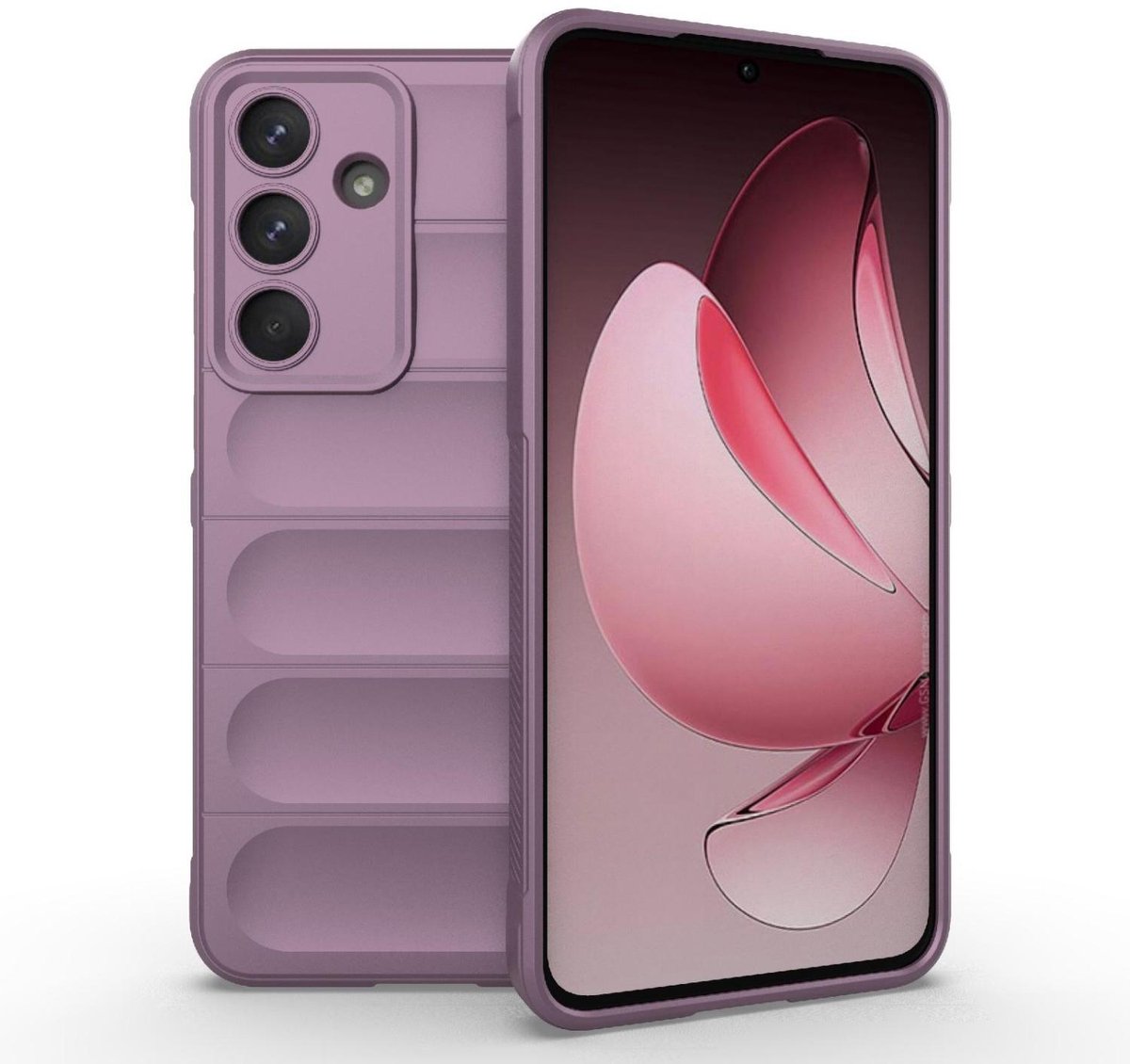 Mobigear Hoesje geschikt voor Samsung Galaxy S25 FE Telefoonhoesje Flexibel TPU | Mobigear Bumpy Backcover | Galaxy S25 FE Case | Back Cover - Paars