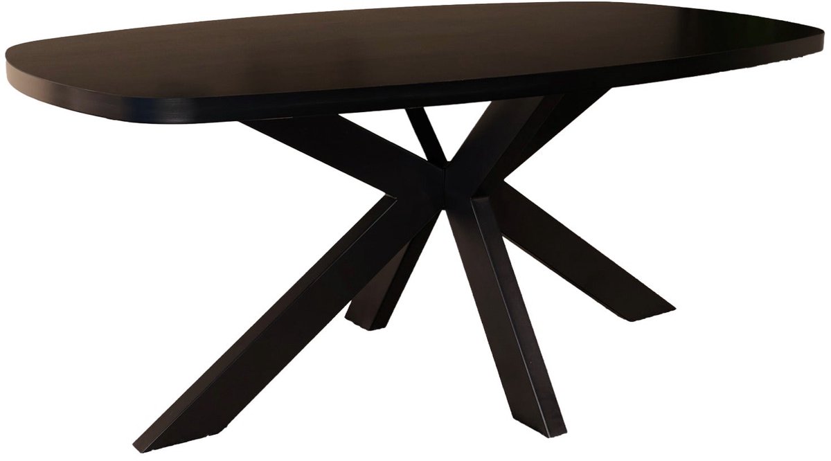 Lizzely Garden & Living Eettafel Leco deens ovaal 180cm zwart melamine ovale tafel eetkamertafel