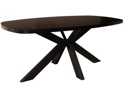 Table à manger ovale danoise Leco 180 cm en mélaminé noir