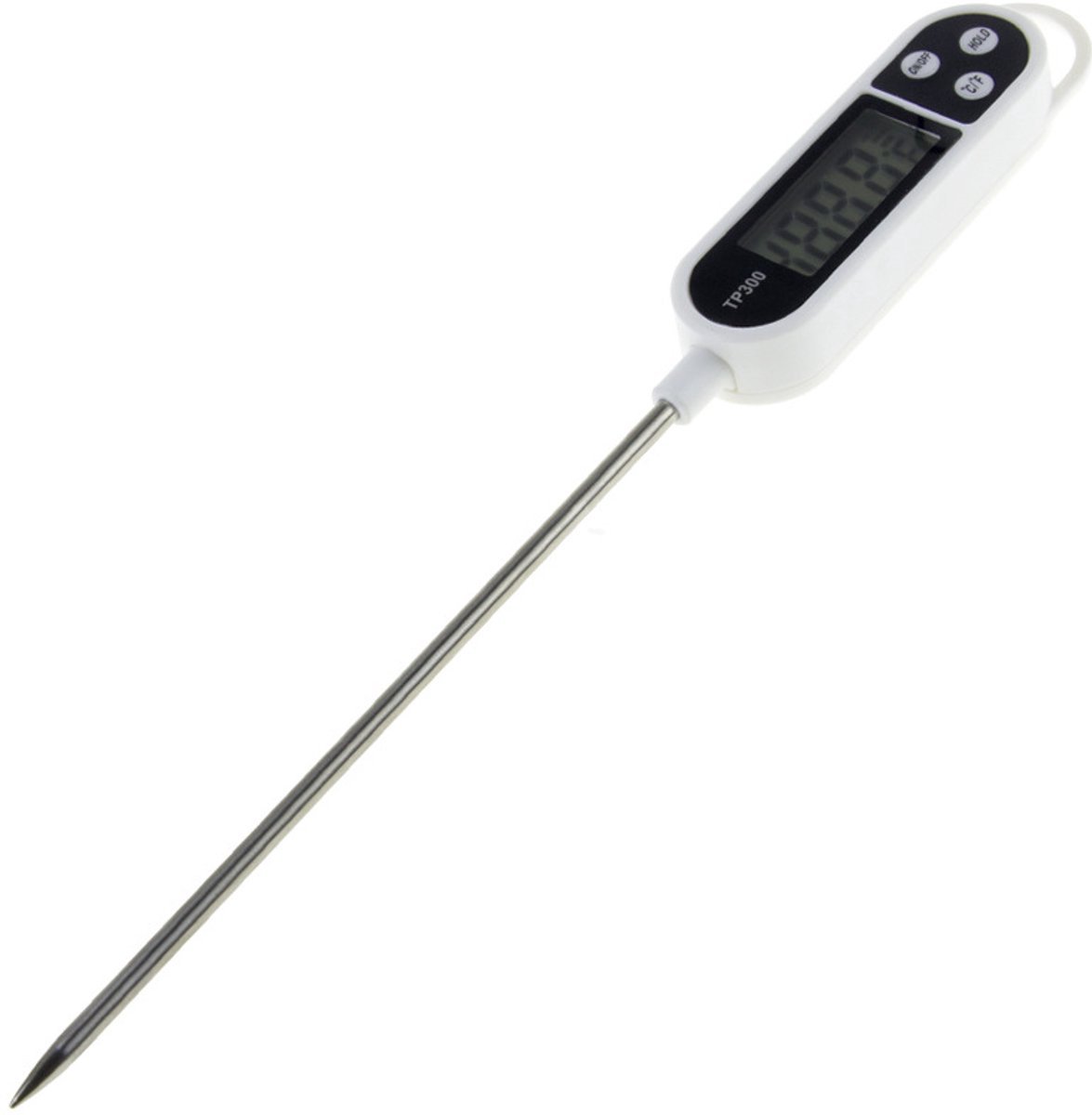 Keukenthermometer met display, digitale thermometer met lange sonde, hoge nauwkeurigheid, direct afleesbare kookthermometer voor grill, olie, vlees, voedsel, melk, wijn, heet water (-50-300℃)