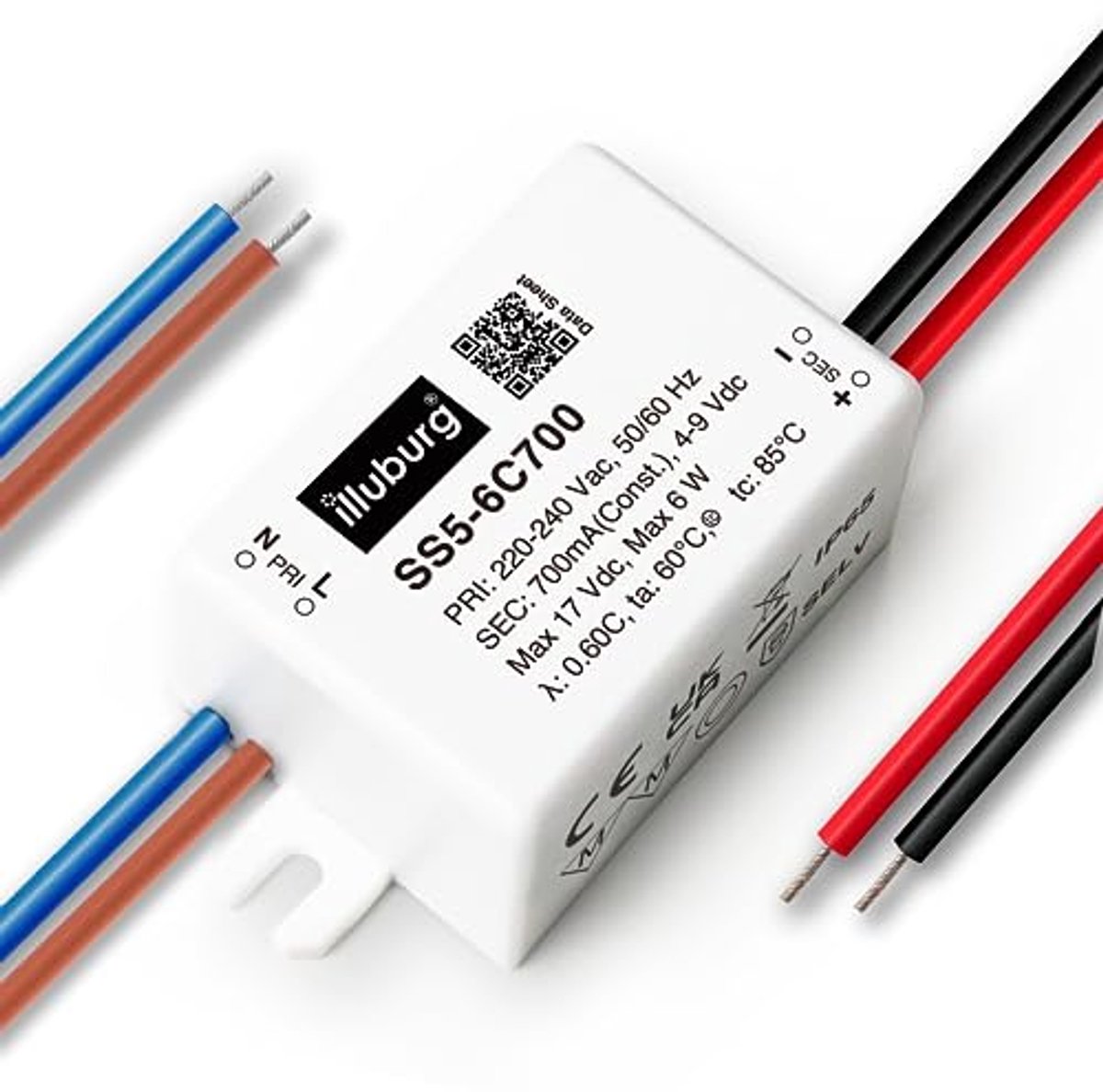 Waterdichte LED transformator IP65 700mA constante stroom 3W - 6W flikkervrij