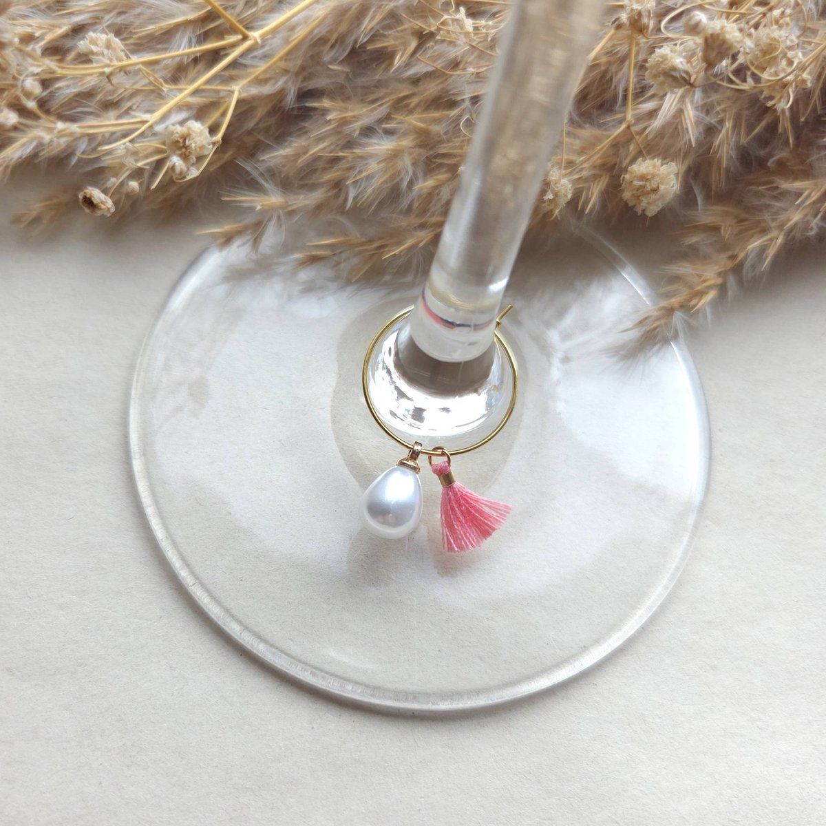 Herken je wijnglas - Pearl glow 6 stuks - glasmarker - wijnglasring - kadotip