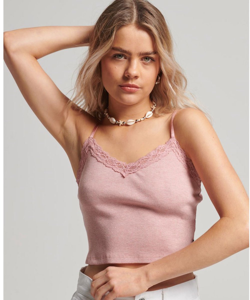 Superdry Camitopje met kanten boord Dames Vesten Roze