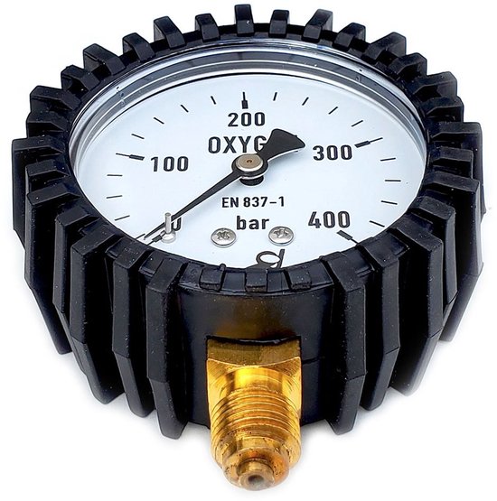 Bar O2 Manometer Logo Metalsub Technical Oxygen 63 Mm 0-400 Bar Manometer Zwart 63 mm | bol