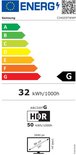 Energie-etiket G, Samsung C34G55TWWP. Verbruik: 32 kWh/1000u. HDR.