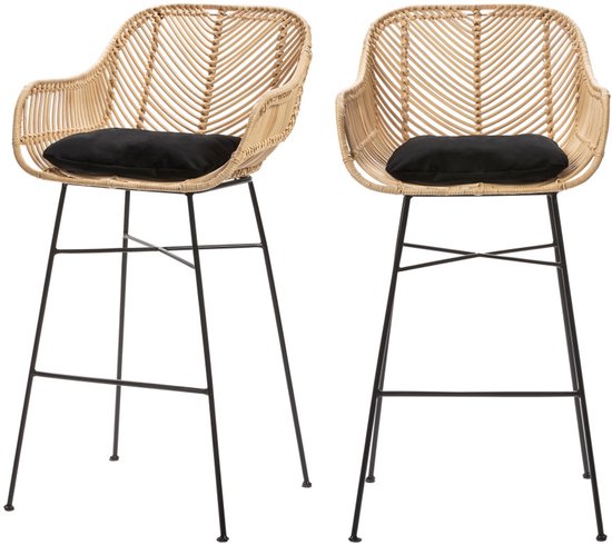 Nunuhai - Set de 2 tabourets de bar en rotin H68
