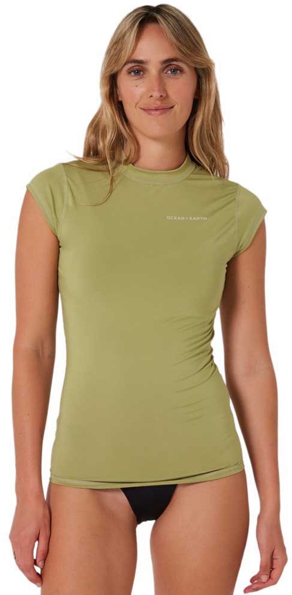 Ocean & Earth Eclipse Korte Mouw Rash Guard Groen 12 Vrouw