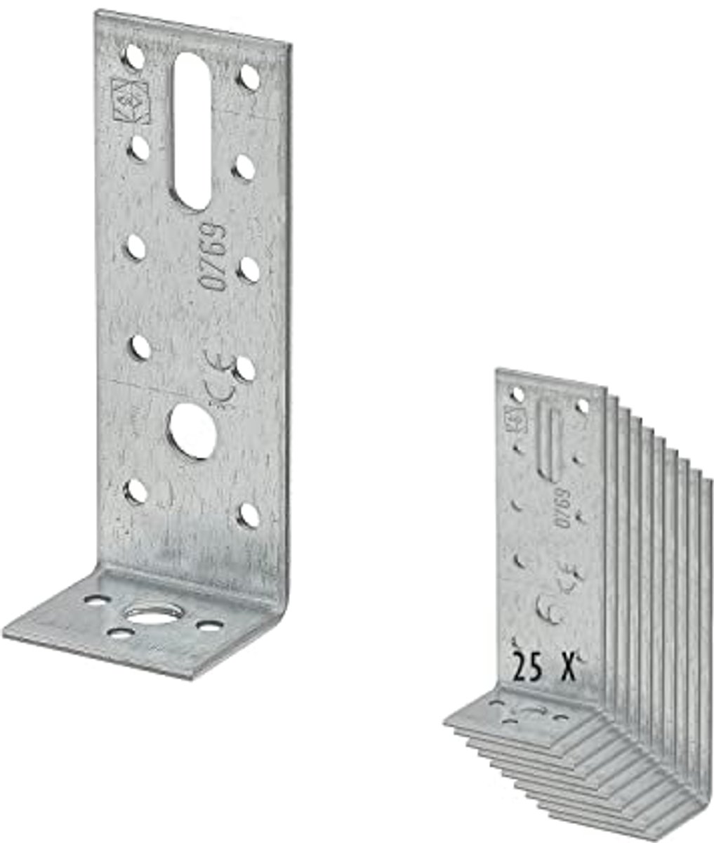 Hoekverbinder 90 x 35 x 40 mm | verzinkt | 25 stuks | Houten connector met corrosiebescherming