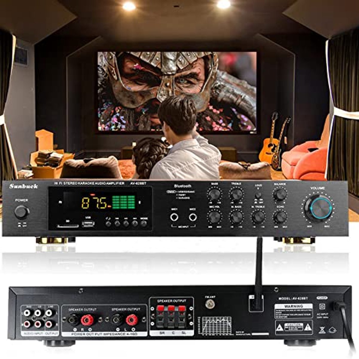 600 W HiFi Bluetooth Stereo Versterker met FM/AM Radio