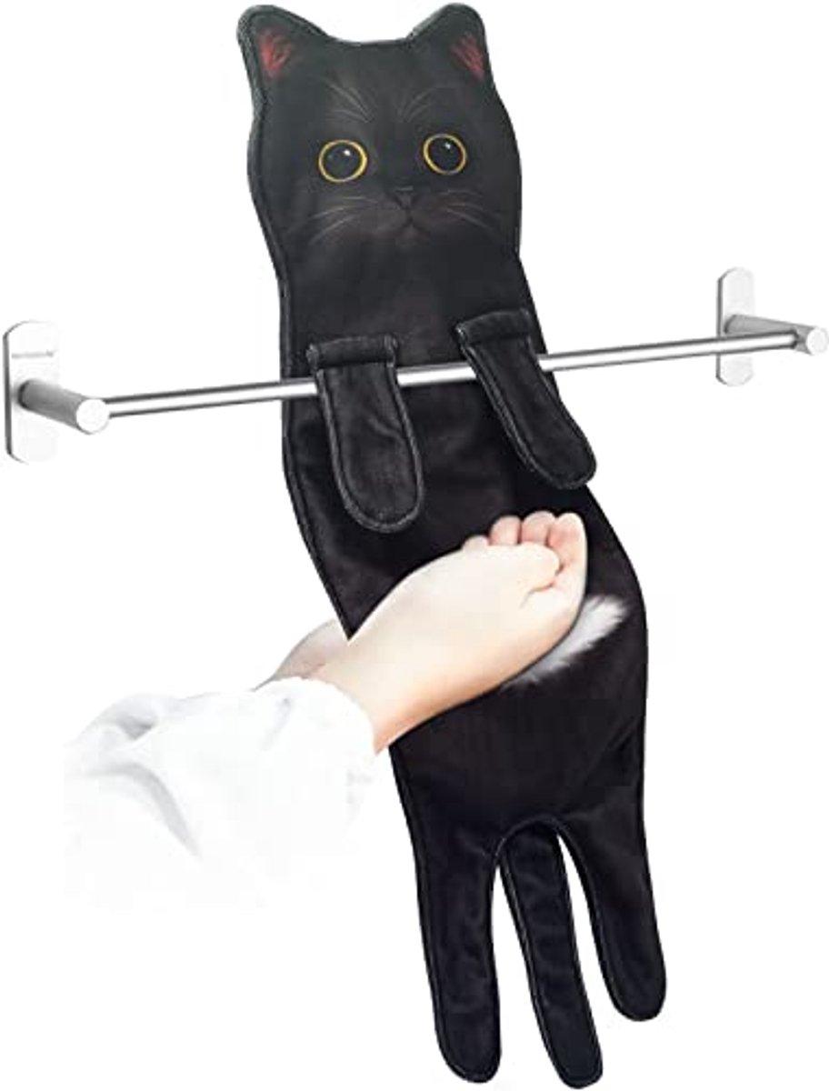 Grappige Handdoek voor Keuken en Badkamer - Multifunctionele Microvezel Handdoek met Kattenpatroon - Perfect Origineel Cadeau voor Dames