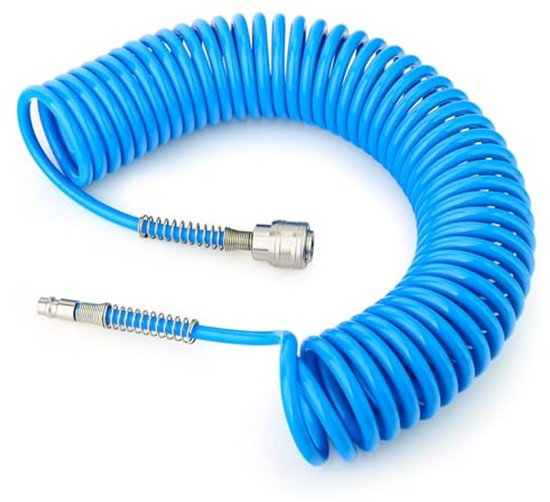 Tuyau Spirale Polyuréthane 8x5mm 12m - Tuyau D'Air Comprimé Flexible Pour Compresseur Avec Raccord Rapide