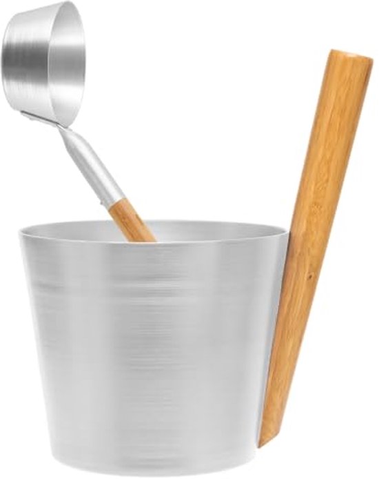 Stijlvolle Sauna Emmer en Luxe Lepel van Aluminium (5L)