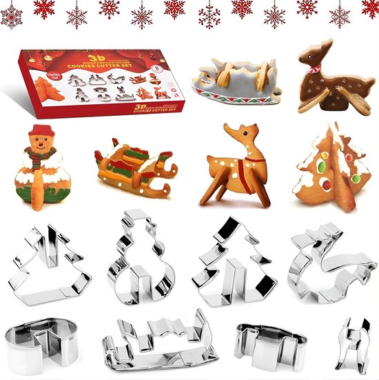 Legami - Uitsteekvormen voor kerstkoekjes, koekjessnijders, set met 5 verschillende vormen met stempel, ook geschikt voor kinderen