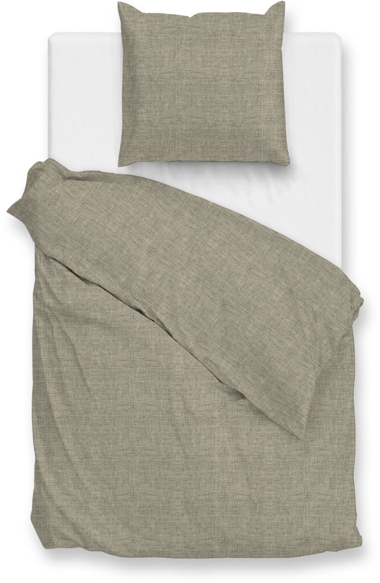 Zohome Dekbedovertrek Flanella di Lino - Khaki Beige - Lits-jumeaux - Dekbedhoes van 100% Katoen-Flanel - Uni - 260x220 + 2 slopen 60/70 cm
