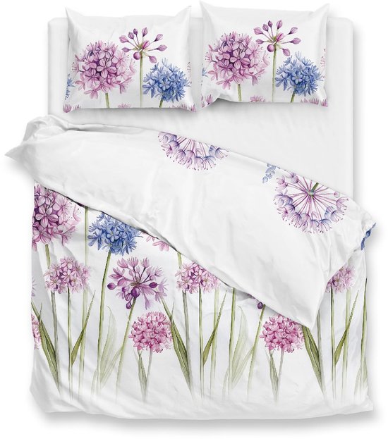Zohome Dekbedovertrek Noemi - Multi - Tweepersoons - Dekbedhoes van 100% Katoen - Bloemen - 200x220 + 2 slopen 60/70 cm - AW25