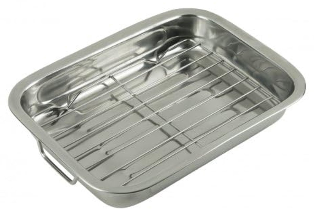 Roestvrijstalen braadpan met grillrek en antiaanbaklaag - 25 cm