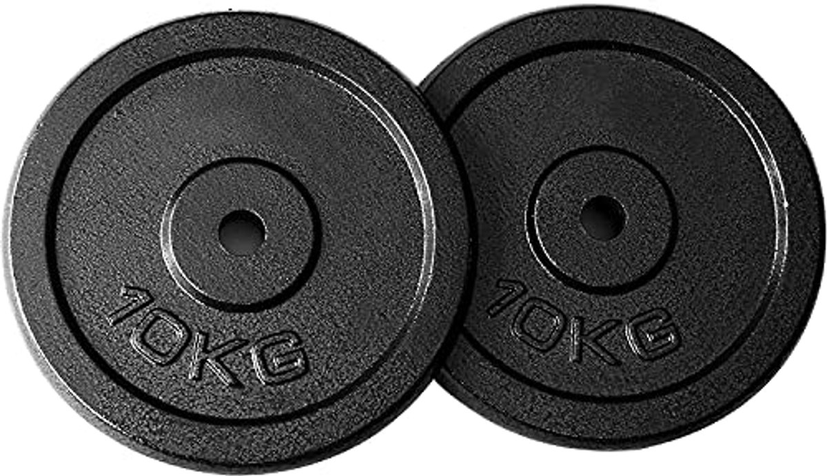 Gietijzeren halterschijven 2 x 10 kg voor 1 inch halterstang - Perfect voor bodybuilding en thuisgym