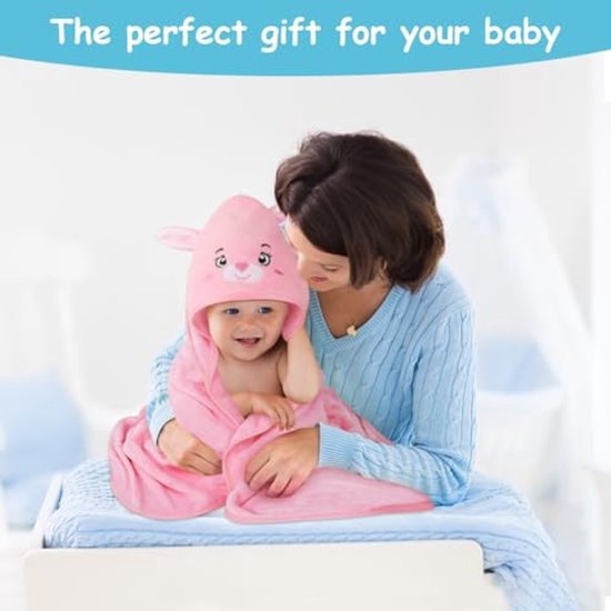 Capuchonhanddoek voor baby's en peuters - 2 stuks, schattige dieren, badponcho van koraalfleece van Merkloos — afbeelding 5