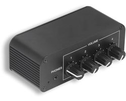 Mini Stereo Mixer met 4 Kanalen en Hoofdtelefoonuitgang - Geluidsversterker voor Microfoon en Gitaar