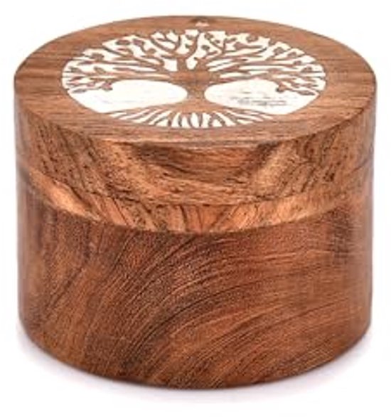 EDHAS Acacia Houten Zoutkelder Doos Elegante Keuken Zout Container Houder met Draaibaar Deksel voor Opslag Pepper Spice (8,89 cm x 8,89 cm x 6,35 cm