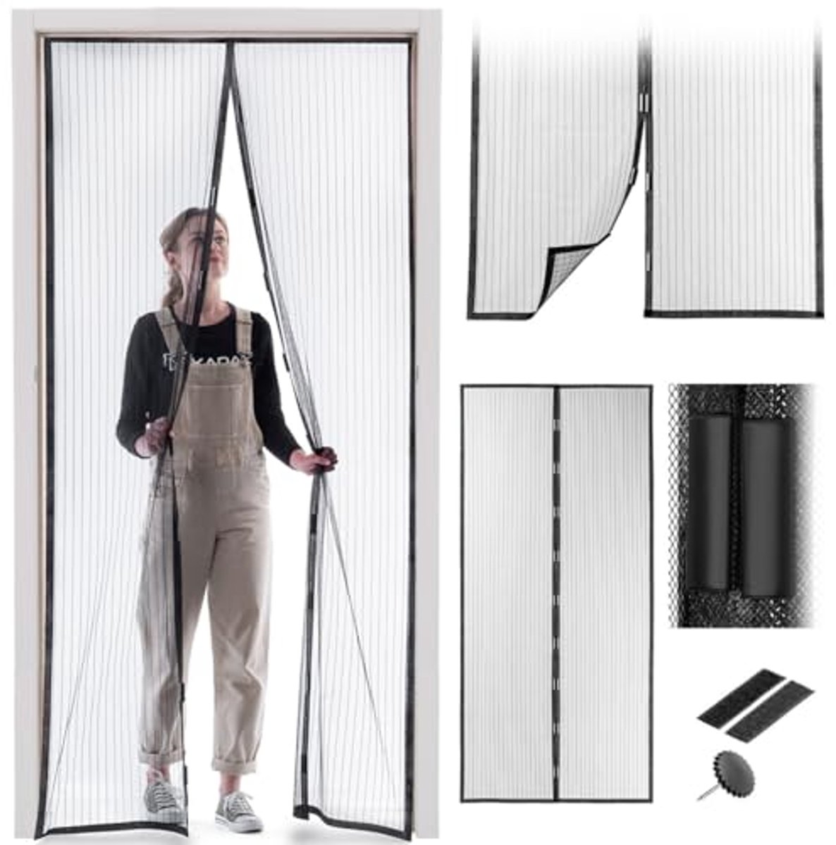 Magnetisch Vliegengaas voor Deuren - 100 x 210 cm - Insectenwerend Gordijn met Magneetsluiting