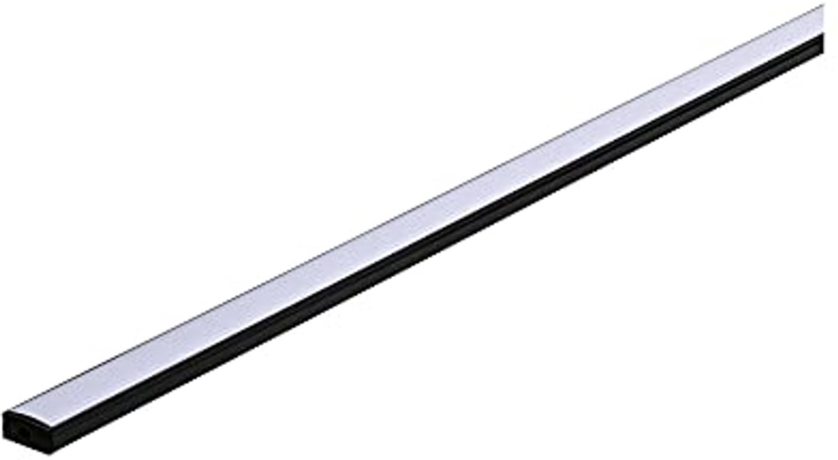 Profielbasis LED met Witte Diffuser - 1 Meter, Zwart Aluminium