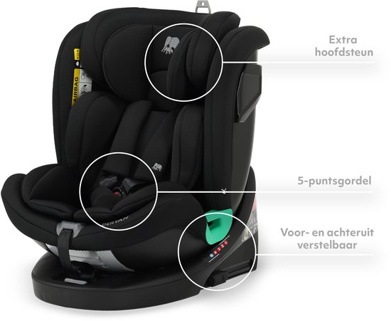 Deryan Colin Luxe I-size Autostoel - Groep 0-1-2-3 - Isofix - 360° draaibaar - Zwart van Deryan — afbeelding 3
