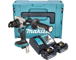 Makita DHP 492 RFJ accu-klopboormachine 18 V 141 Nm borstelloos + 2x accu 3,0 Ah + oplader + Makpac