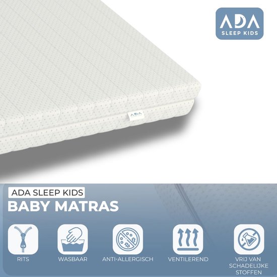 Witte baby matras met zacht patroon, wasbare hoes, anti-allergisch en ventilerend