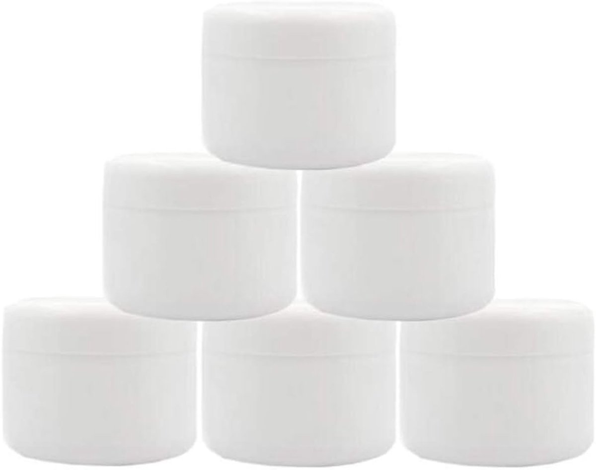 Image of 6 stuks 250 ml plastic cosmetische monsterpotten - met deksel en binnenvoering - navulbare plastic reisopslagcontainers - potten voor crèmes - lotion - make-up - toiletartikelen - Nail Art monster
