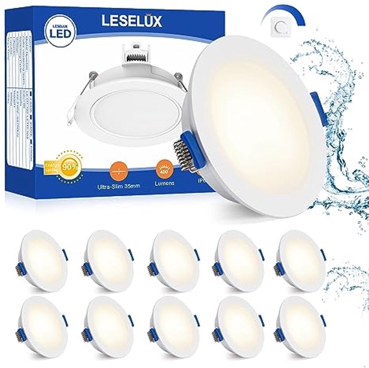 Dimbare LED Inbouwspots IP65 - 10x 6W Spot voor Badkamer, Keuken en Woonkamer - Ultravlak 35mm - Neutraal Wit 4000K 400LM