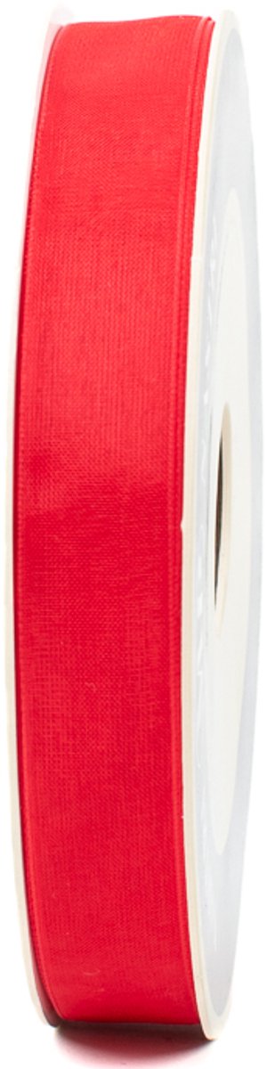 Organza Lint - 15 mm - Rood - Transparant decoratielint - 50 meter