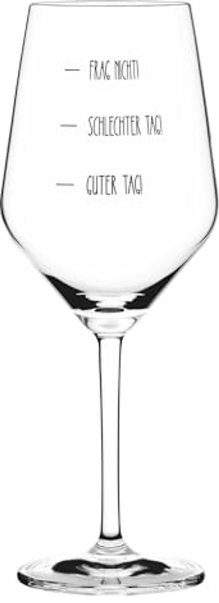 Modern wijnglas met trendy spreuk en geschenkdoos - 480 ml