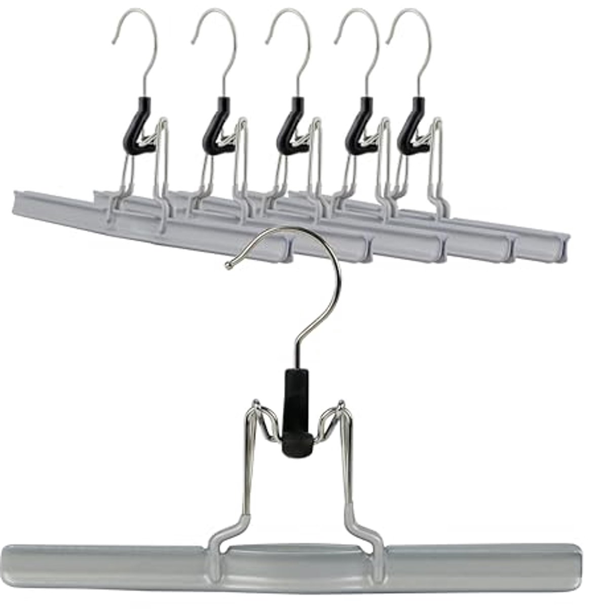 Klemhanger voor broeken - Set van 6 - Zilver