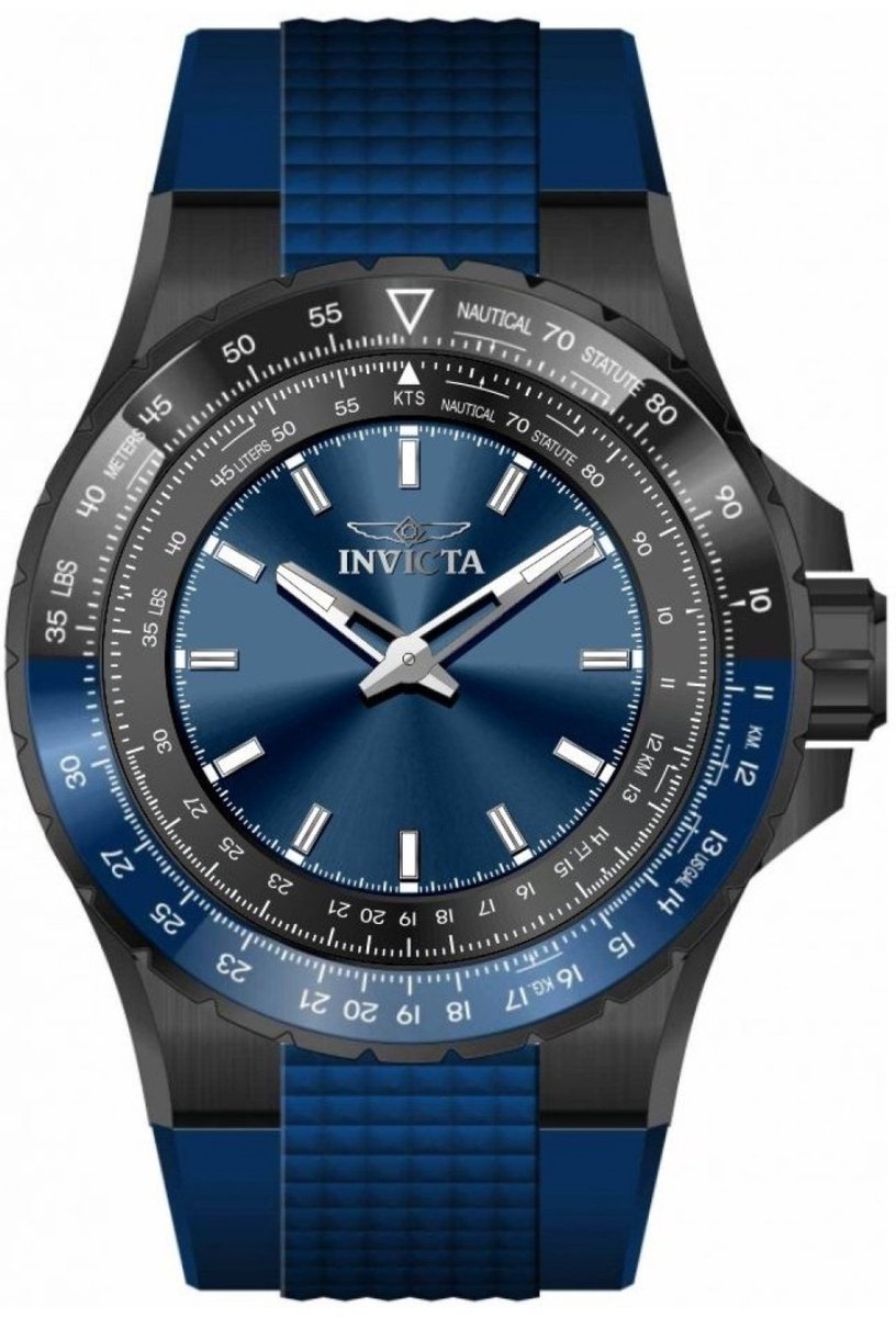 Invicta Aviator 49653 Heren Horloge - Waterdicht - Analoog - Quartz Uurwerk - Roestvrij Staal met blauwe Wijzerplaat - 50mm