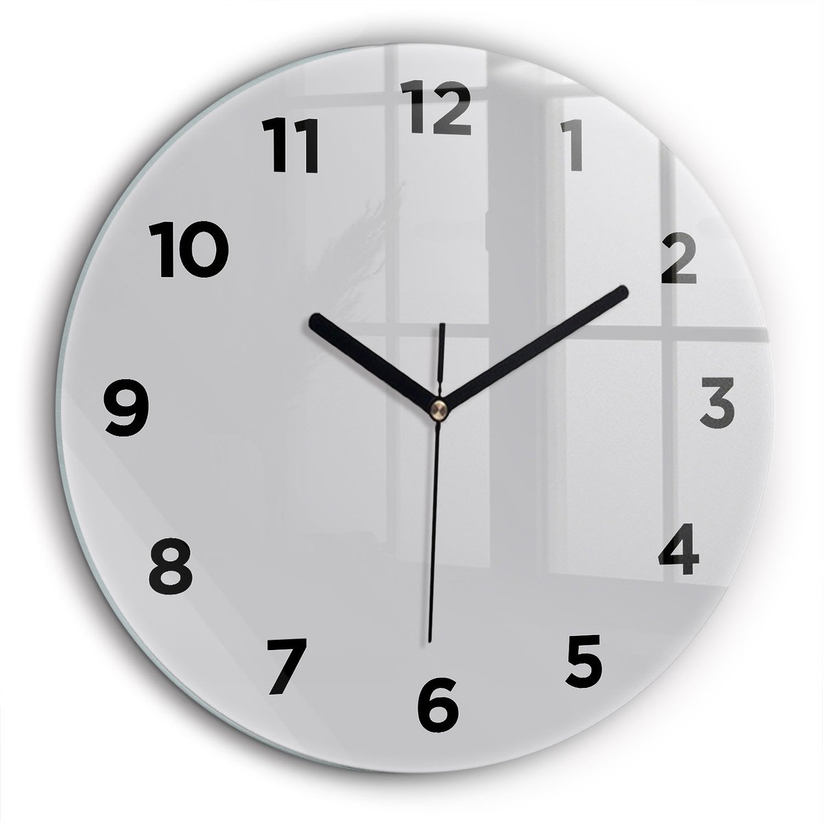 Wallfluent Wandklok - Lichtgrijs Ronde Glazen Klok - 60 cm x 60 cm - Lichtgrijs Wandklok - Zwarte Handen - Wandklok Met Cijfers - Kinder Wandklok Glas - Ronde Glazen Wandklok - Industrieel Wandklok - Ronde Glas Klok