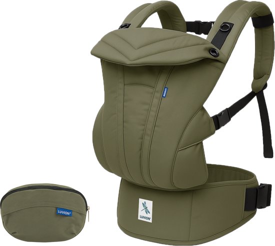 LUVION® Baby carrier ANDES Pine Green - Draagzak Baby - Ergonomische Buikdrager en Rugdrager - OEKO-TEX® Katoen - Groen