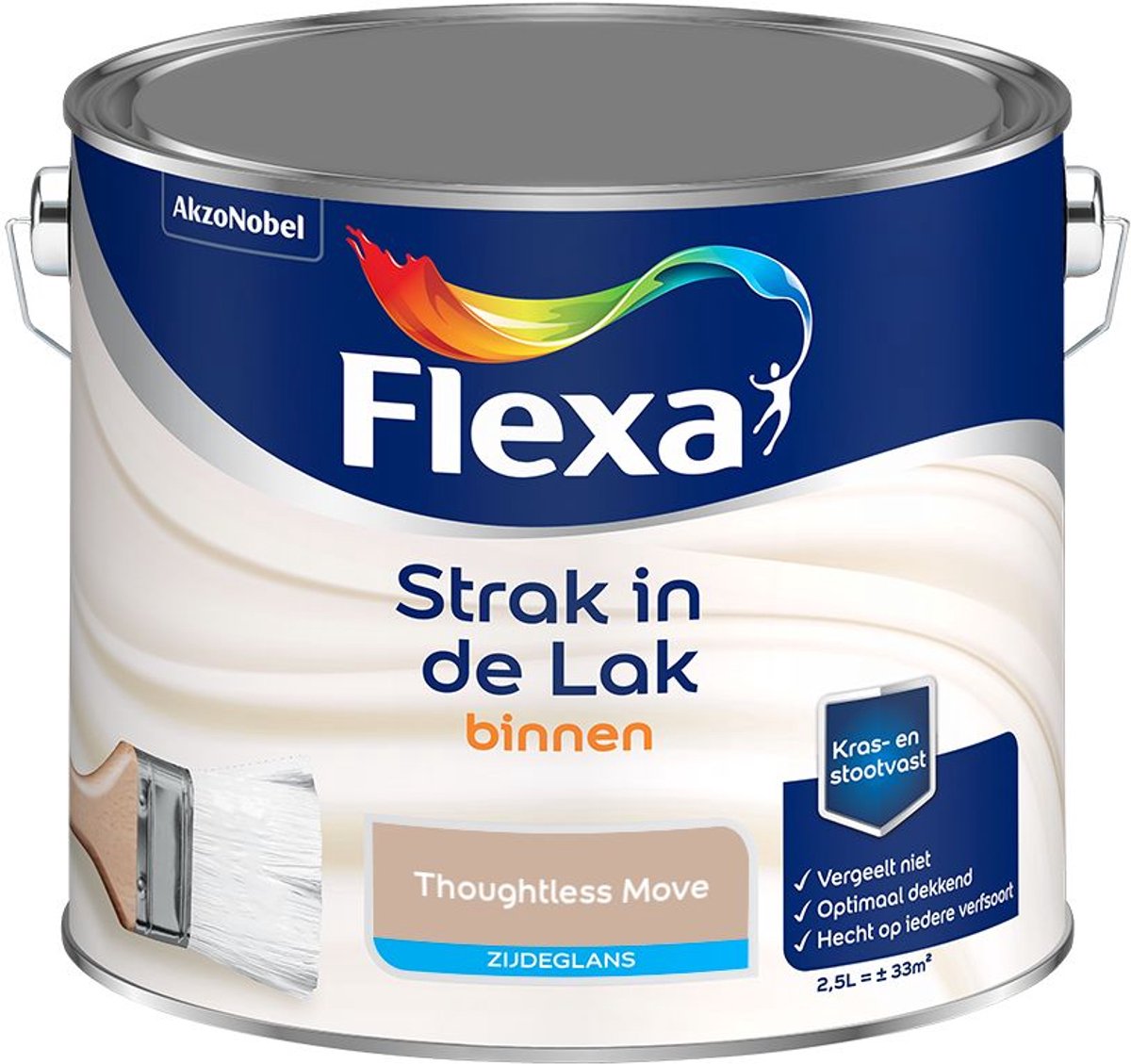 Flexa - Strak in de Lak Binnenlak Zijdeglans - Thoughtless Move - Kleur van het jaar 2026 - Mengverf - 2.5 L