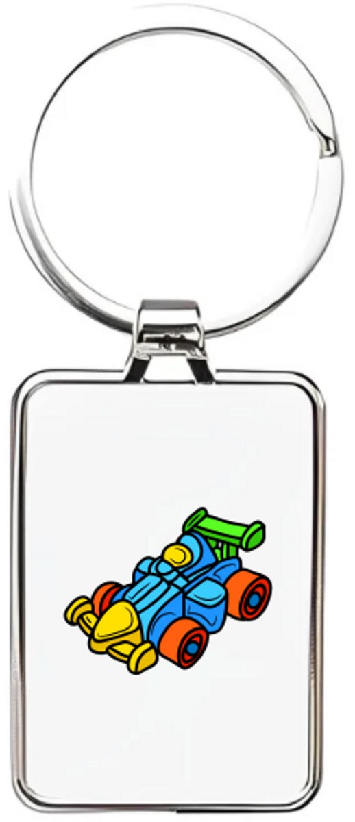 Hacebo® - Racewagen sleutelhanger rechthoekig - Auto - Autosport liefhebbers - sleutelhangers - Voertuig - speelgoed auto's - rechthoekige sleutelhanger - 3 x 7.8 CM