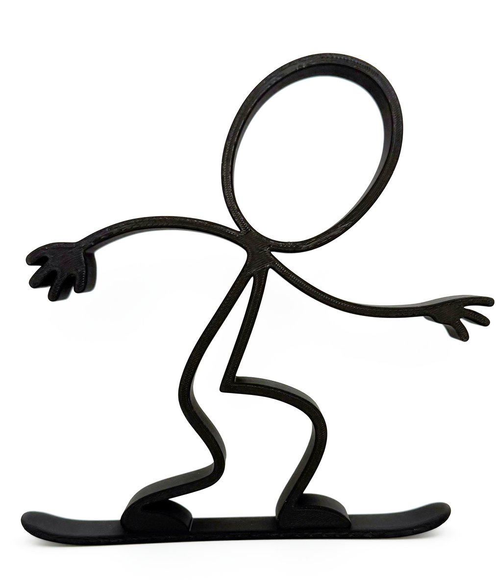 Stickyman Snowboarder - sprong - decoratiebeeldje - zwart - 18 cm hoog
