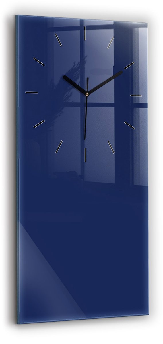 Wallfluent Wandklok - Marine Glazen Klok Rechthoekige - 30 cm x 60 cm - Marine Wandklok - Zwarte Handen - Wandklok Zonder Cijfers - Wandklok Glas Woonkamer - Rechthoekige Glas Klok - Industrieel Wandklok - Rechthoekige Glazen Wandklok